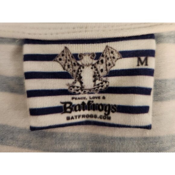 Batfrogs T-Shirt With Frog Batfrog On Bicycle Womens Medium England Striped EUC - Picture 7 of 10